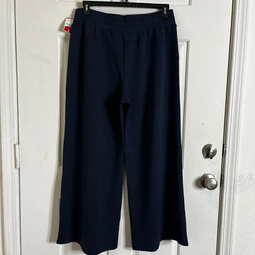 NWT Spanx AirEssentials Wide Leg Pants Women 1X Petite Navy Athleisure Lounge